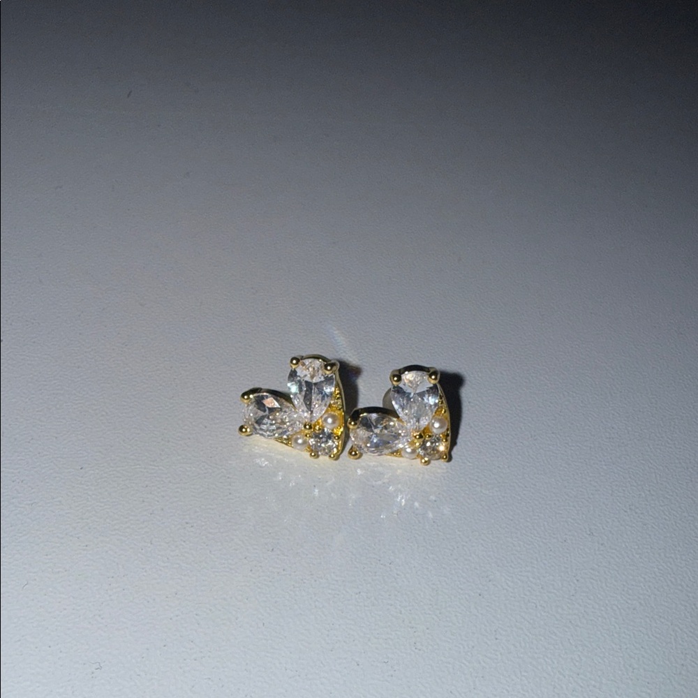 Heart shape Gold and Silver Stud Earrings